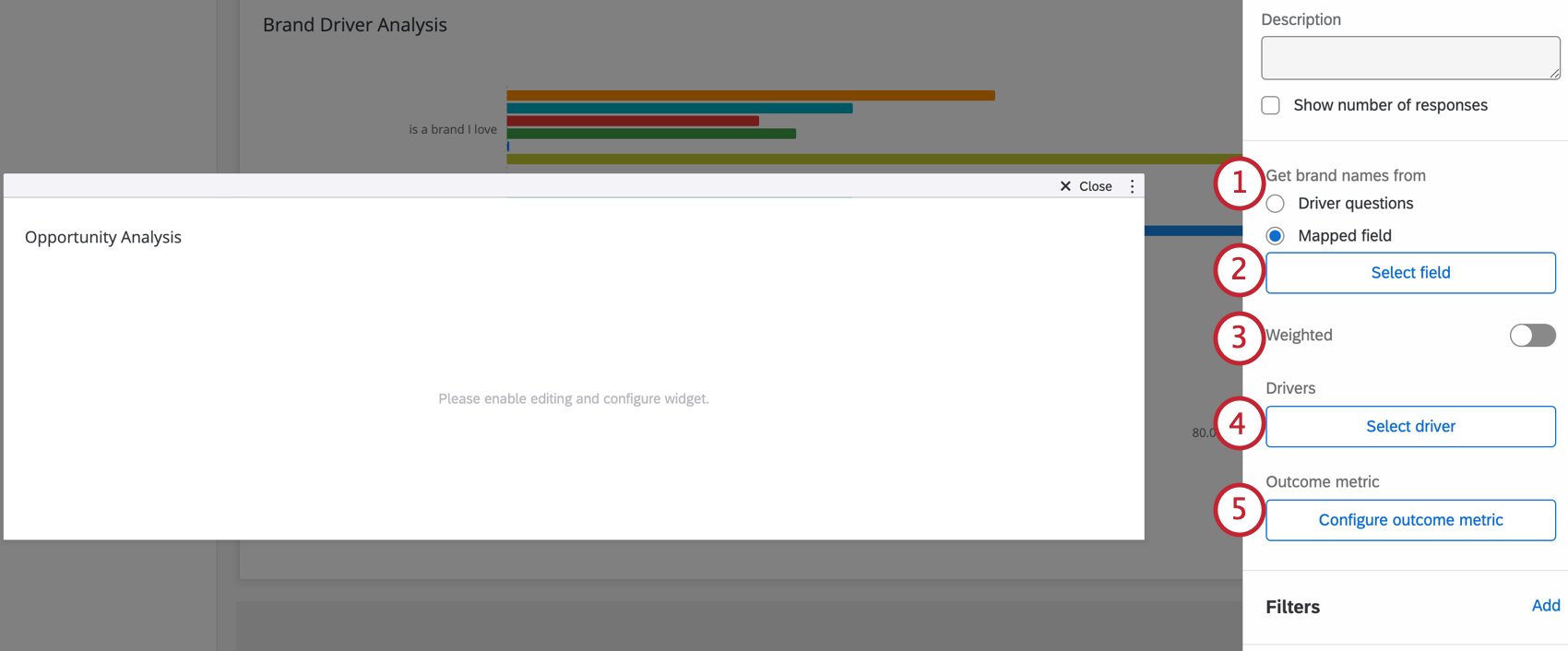 configuración del widget de análisis de oportunidades