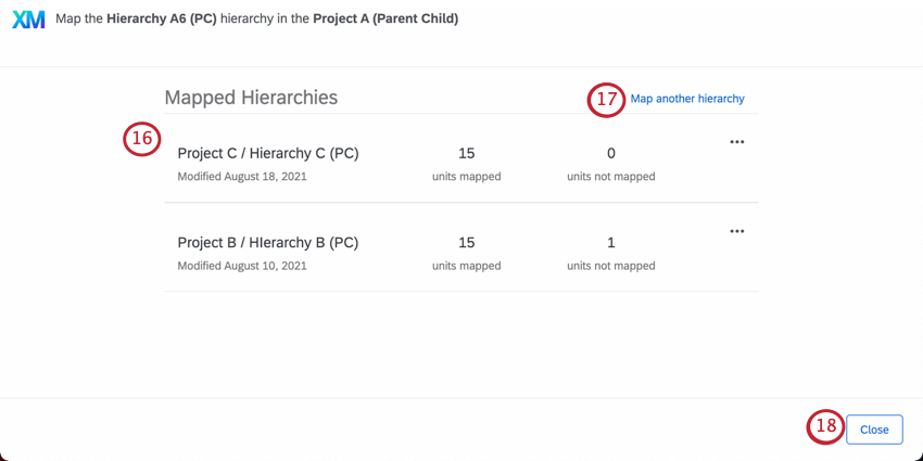 clicking "map another hierarchy"