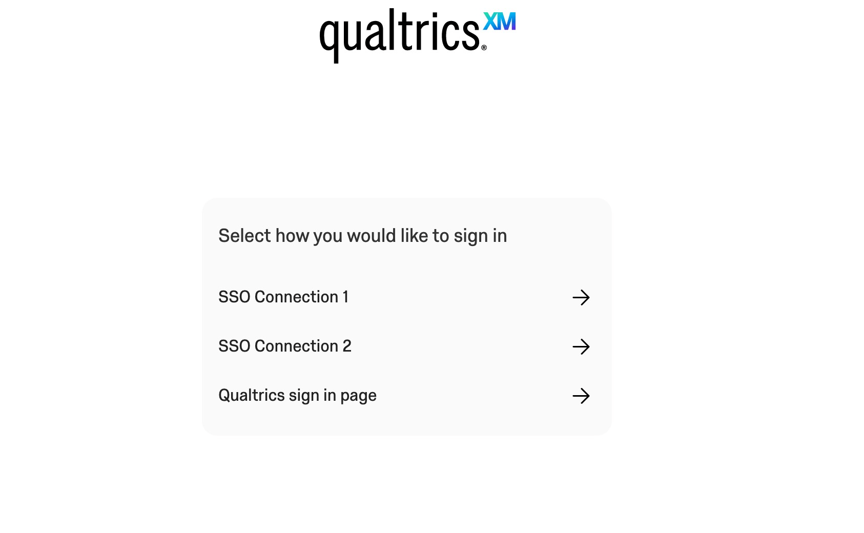 Página de login com duas opções, de acordo com as conexões de login múltiplas ativadas