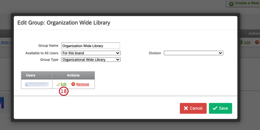 the edit button for editing the permissions of a user within a group