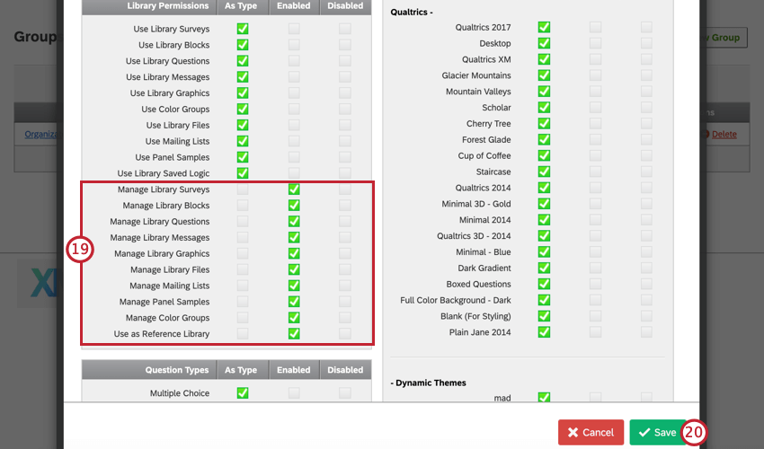 Los permisos de administración de la biblioteca están habilitados