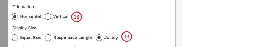 Seleccione la casilla de verificación Horizontal para organizar los elementos a lo largo del eje horizontal o seleccione la casilla de verificación Vertical para organizar los elementos a lo largo del eje vertical.