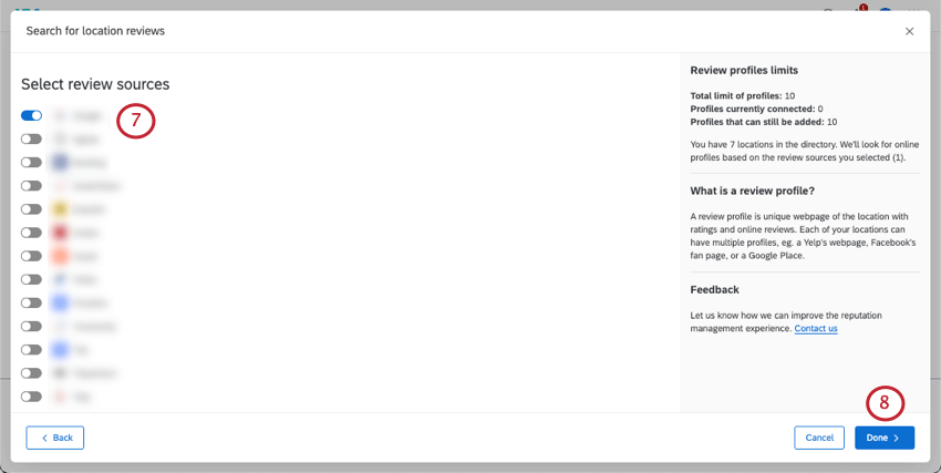 Auswahl aus einer Liste von Überprüfungsquellen