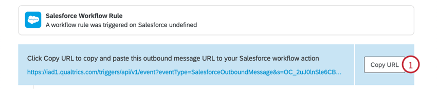 clicking copy url next to the workflow rule event