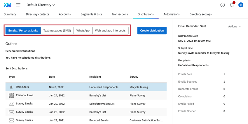 Die verschiedenen verfügbaren Registerkarten befinden sich oben im Ausgang.