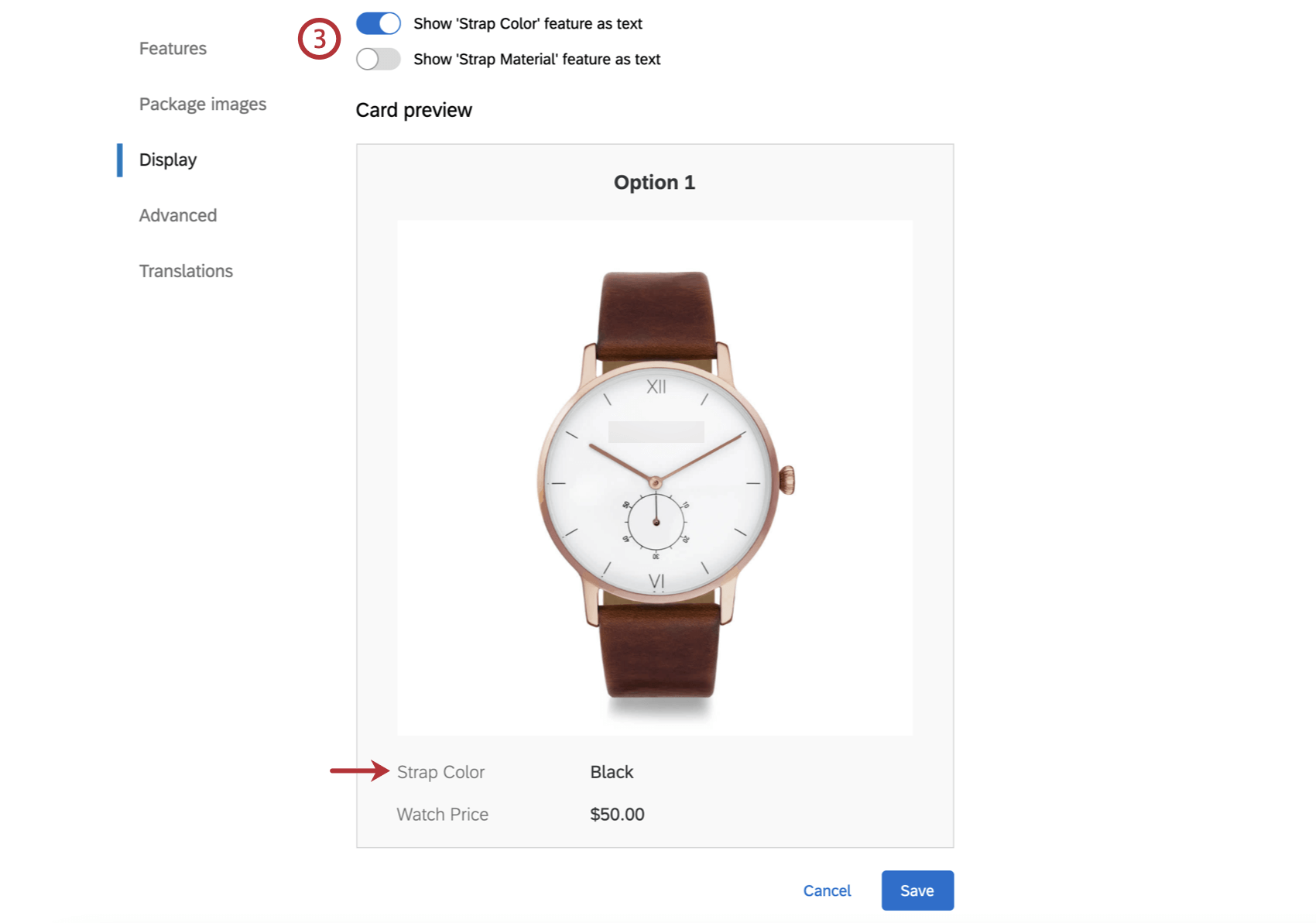 Opzioni per la visualizzazione e la selezione delle confezioni