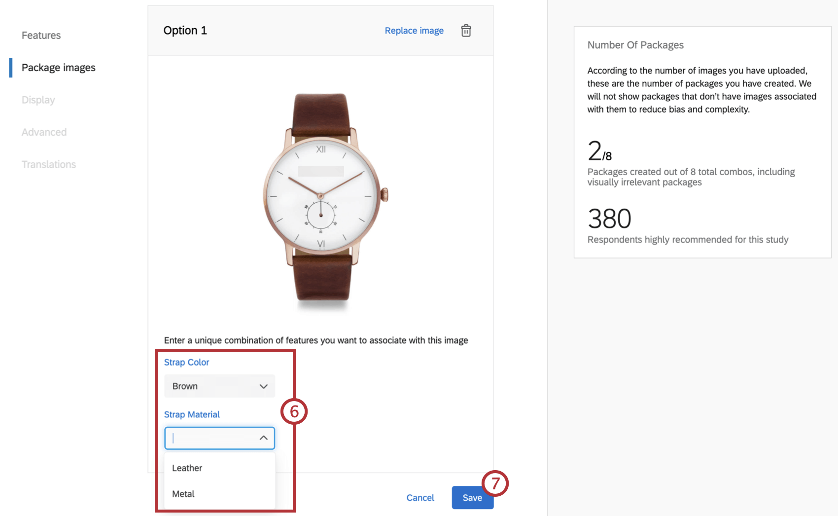 selecting a combination of features to apply to each image
