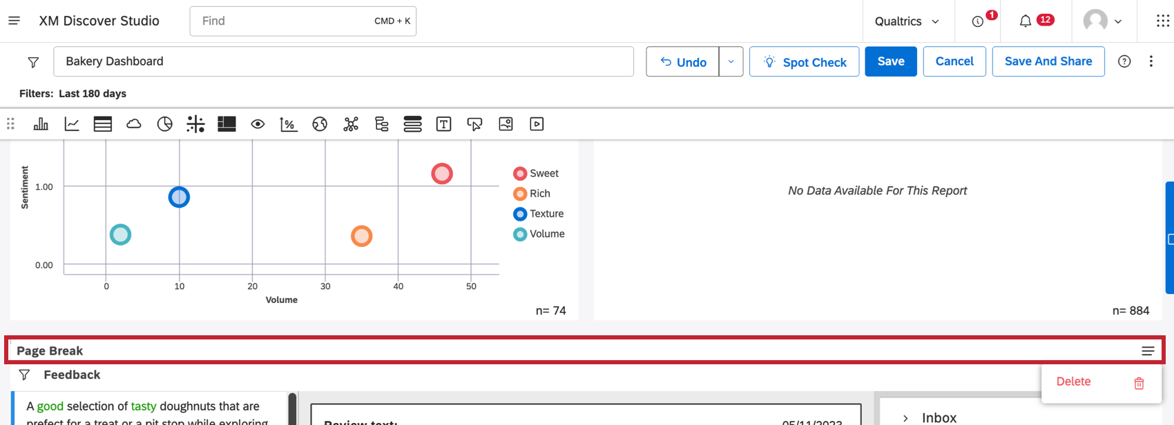 Interruzione di pagina come barra vuota tra i widget della Dashboard