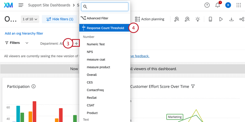 adding a response threshold page filter