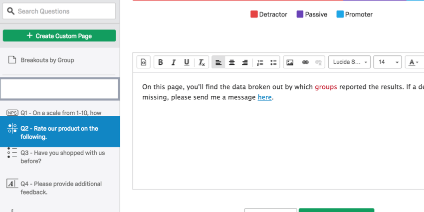riordinare le pagine del menu a sinistra