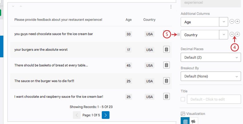plus and minus buttons next to additional columns