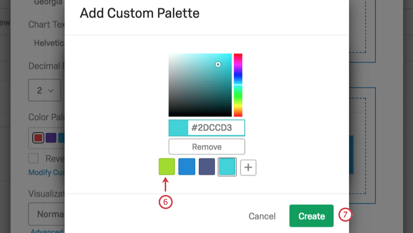 botão Criar no canto inferior direito da janela Adicionar paleta personalizada