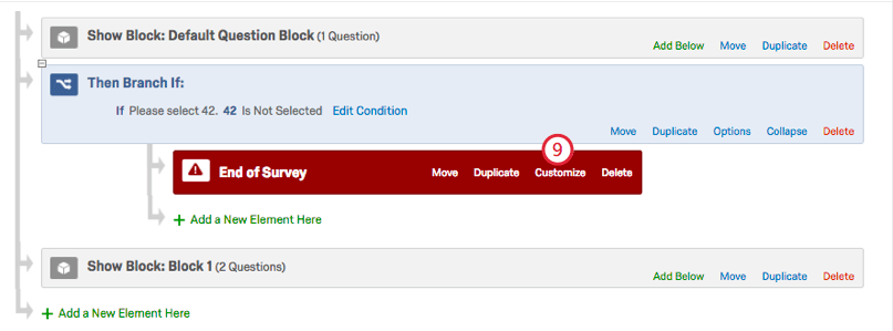 Customize button within End of Survey Element