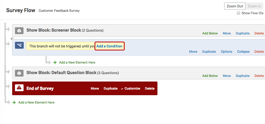 Add a Condition option within brand new branch