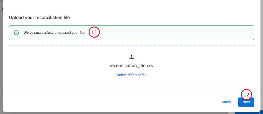 téléchargement du fichier de rapprochement