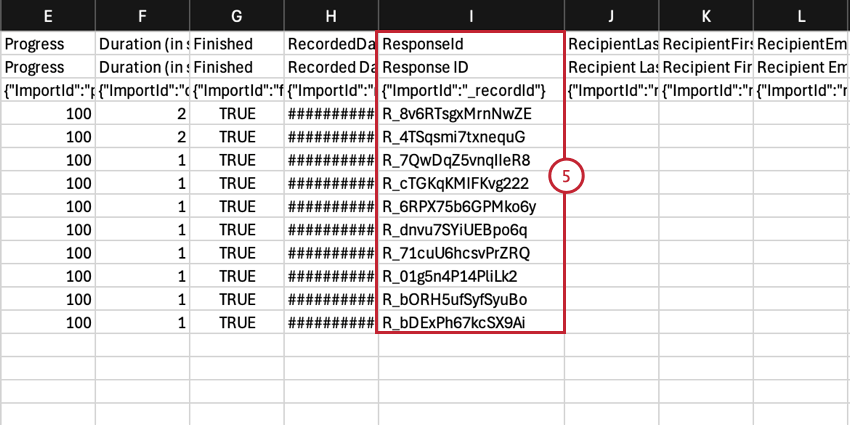 copying the response ids for responses to reconcile