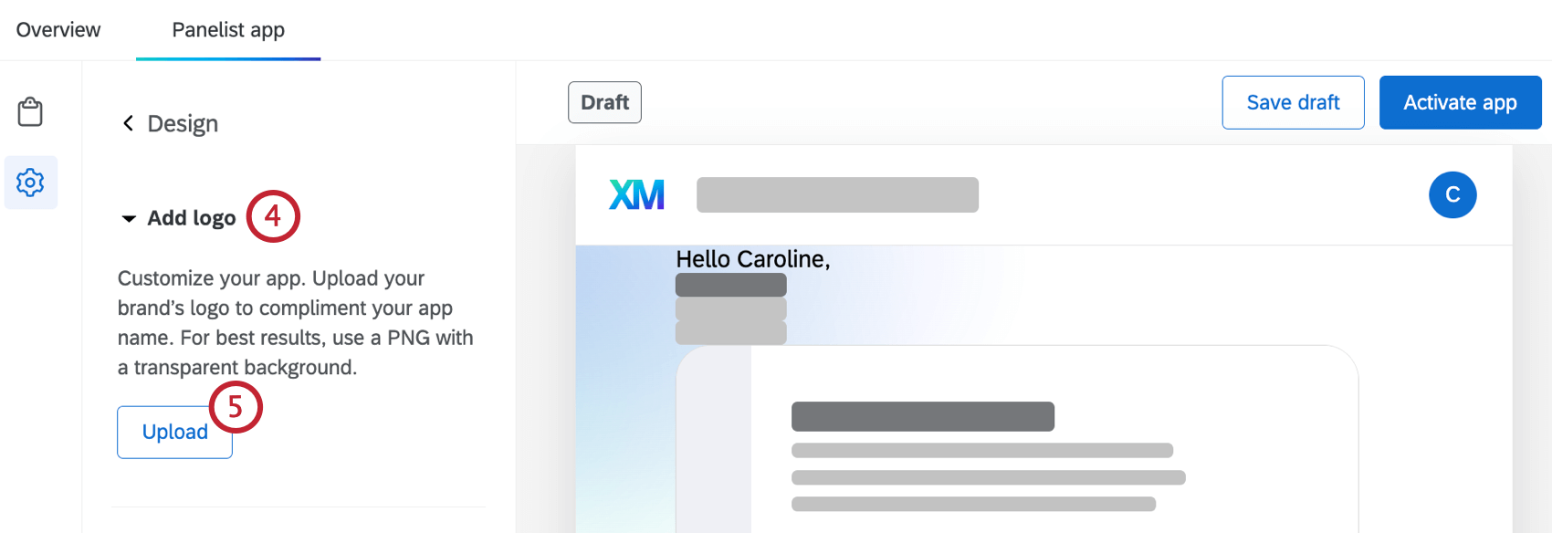 options de logo dans la section design