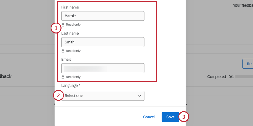 definir informações pessoais após fazer login no portal participante