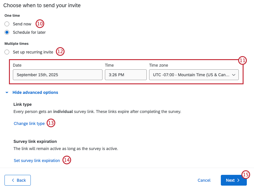 invite configuration options