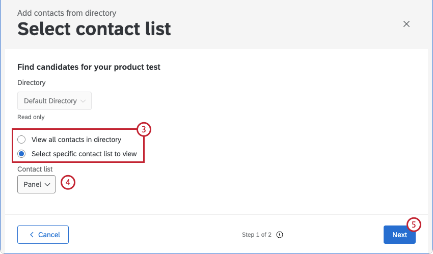 sélection de lendroit où ajouter des contacts