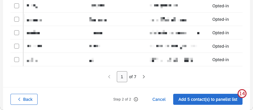 para adicionar contatos à lista