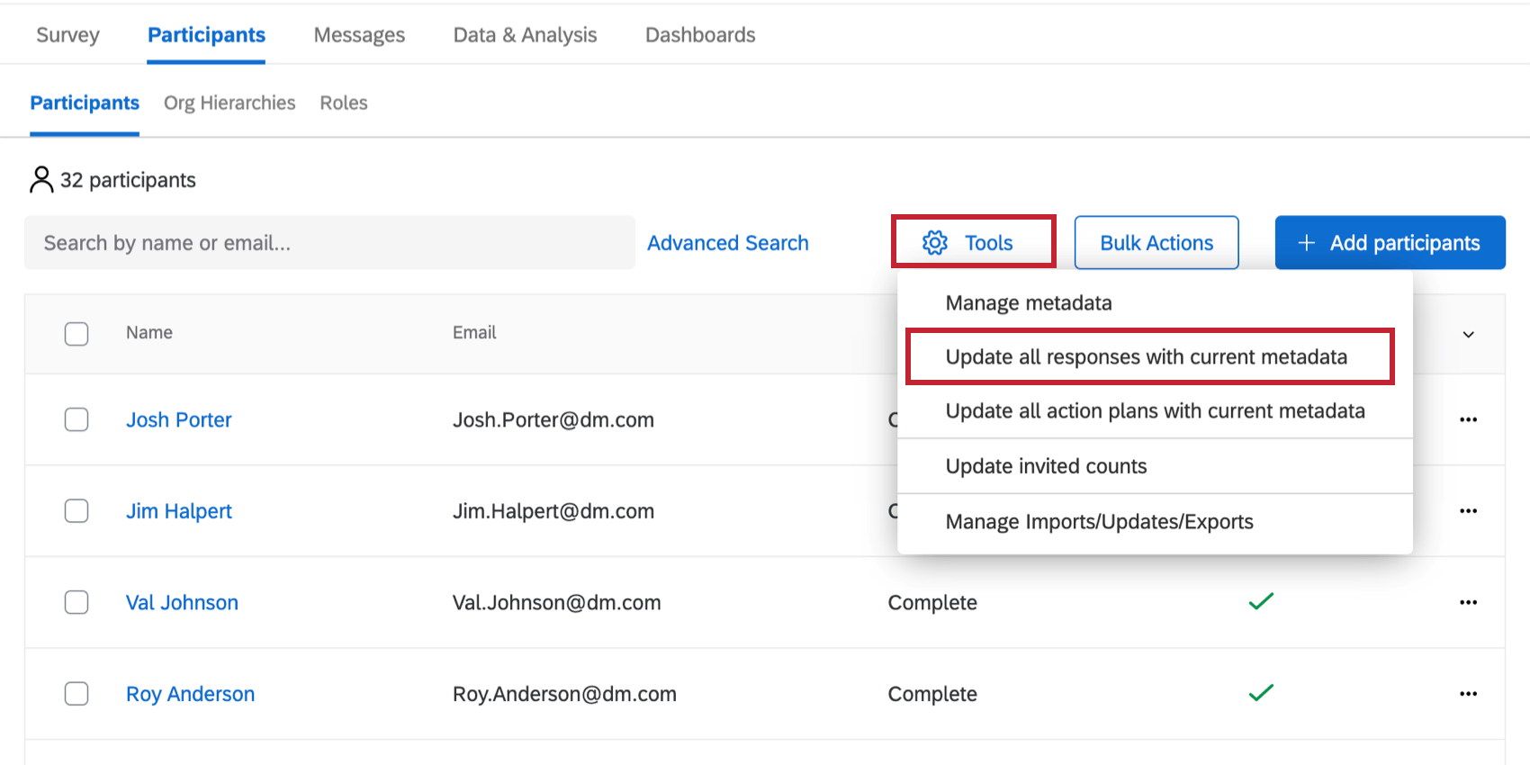 Image of Update All Responses With Current Metadata