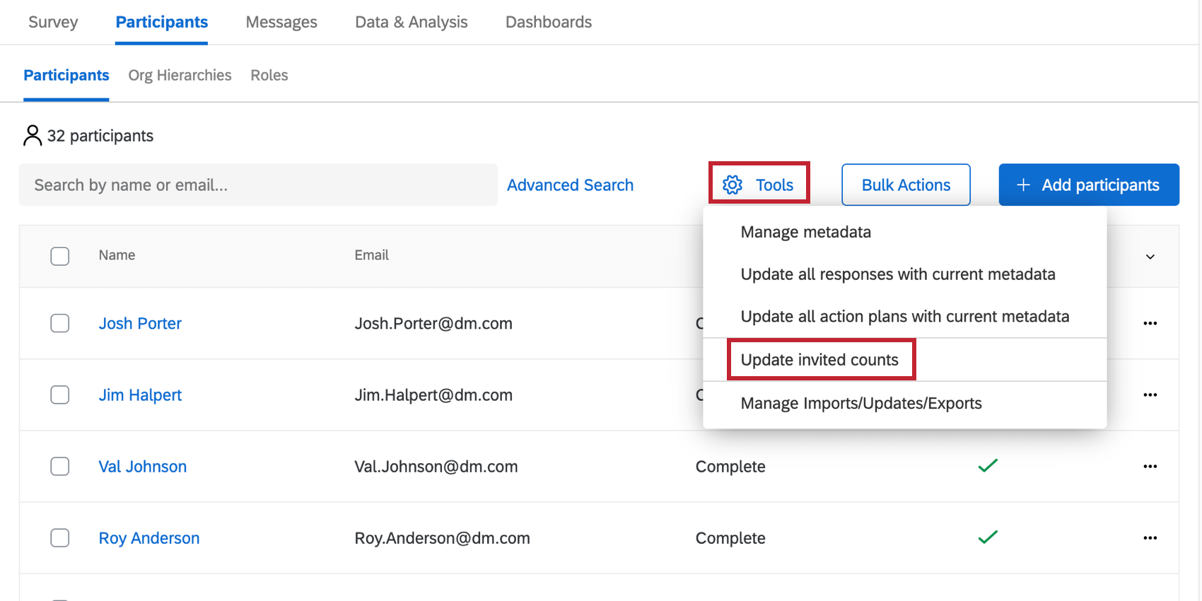 Image of Update Invited Counts