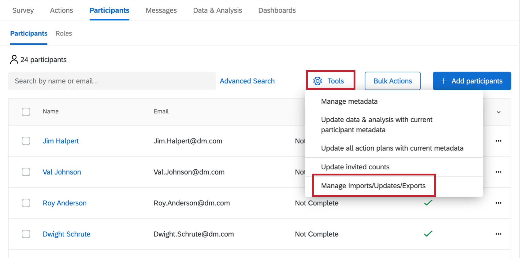 Image of Manage Previous Imports/Updates