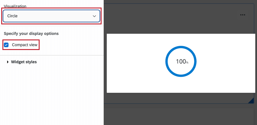 choisir le cercle et les visualisations compactes