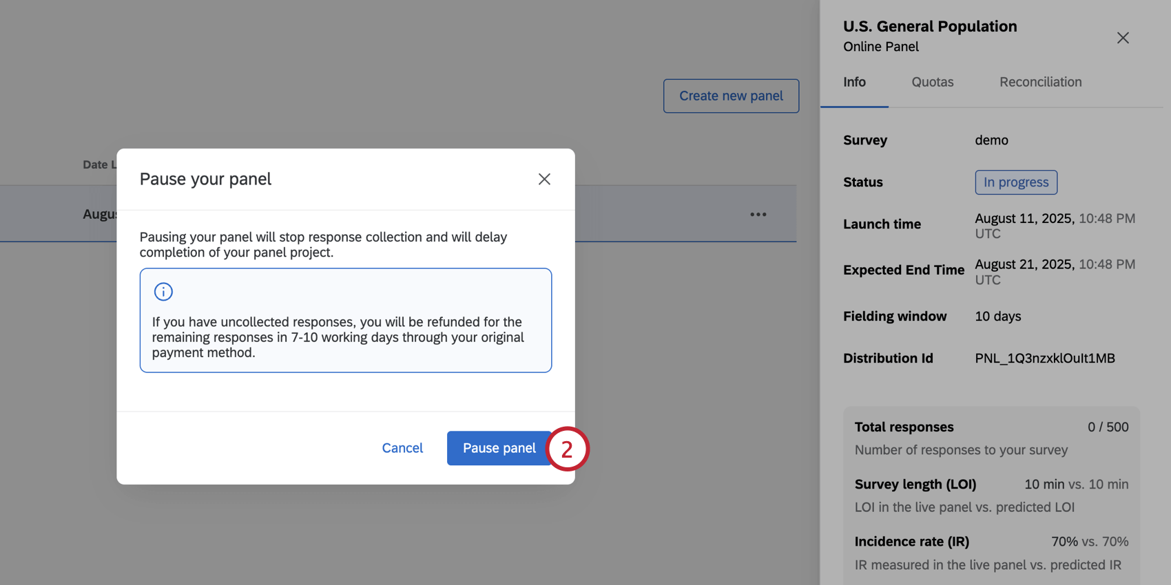 clicking "pause panel" in the popup window