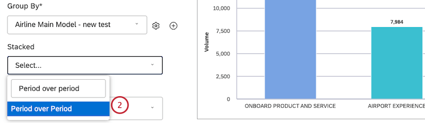 Under Stacked, select Period over Period.