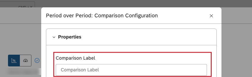 Insira um rótulo personalizado para a métrica comparação na caixa Rótulo Comparação.