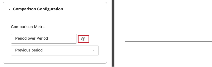 Para definir configuraciones adicionales, haga clic en el ícono de engranaje siguiente a la métrica de comparación .