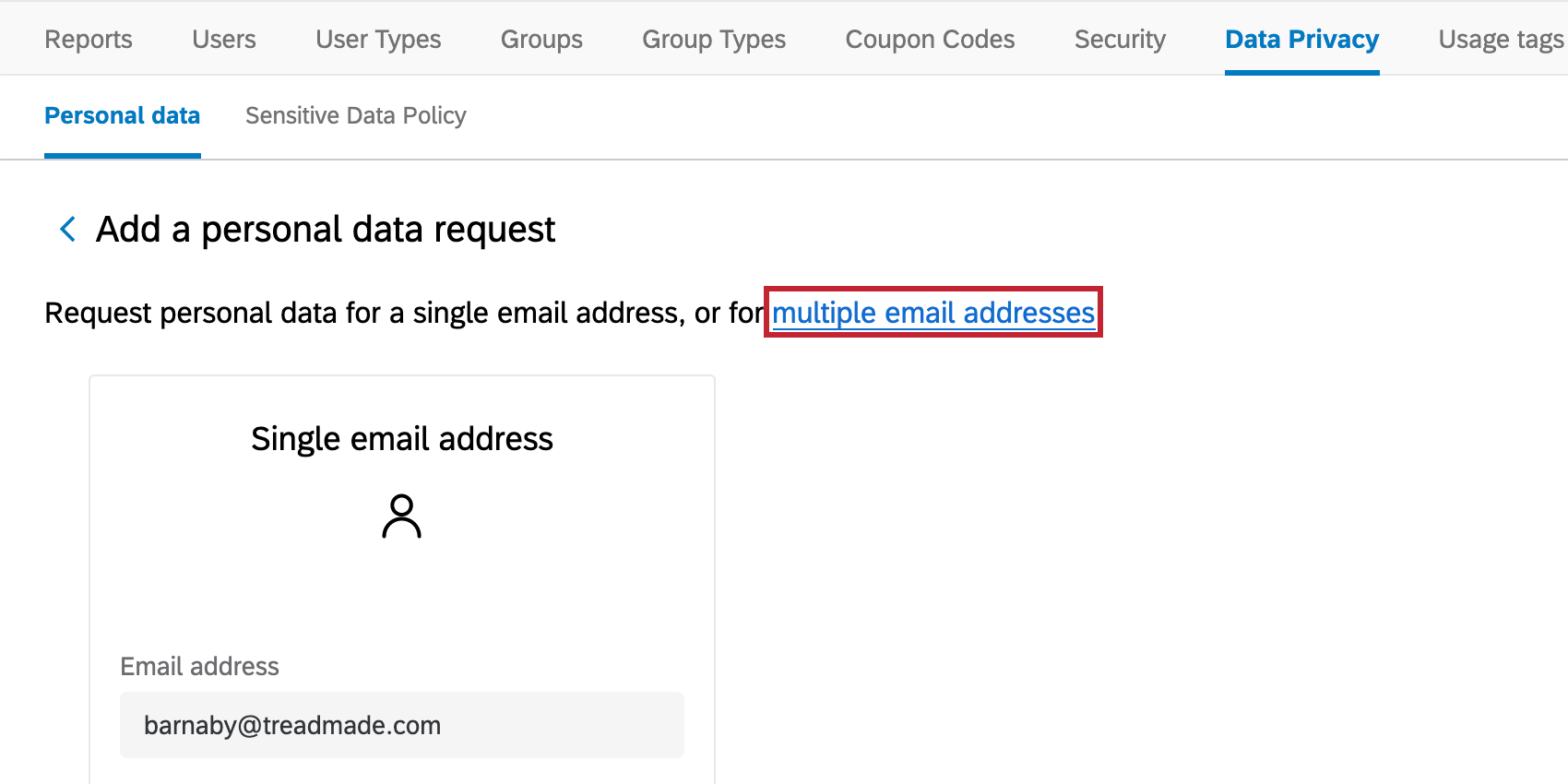 Blue text at the top of a request