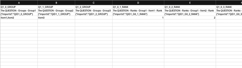 lensemble de données exporté pour une question Sélectionner, grouper et classifier