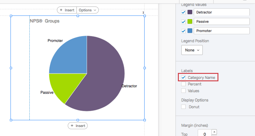パイウェッジにはカテゴリー名が書かれている