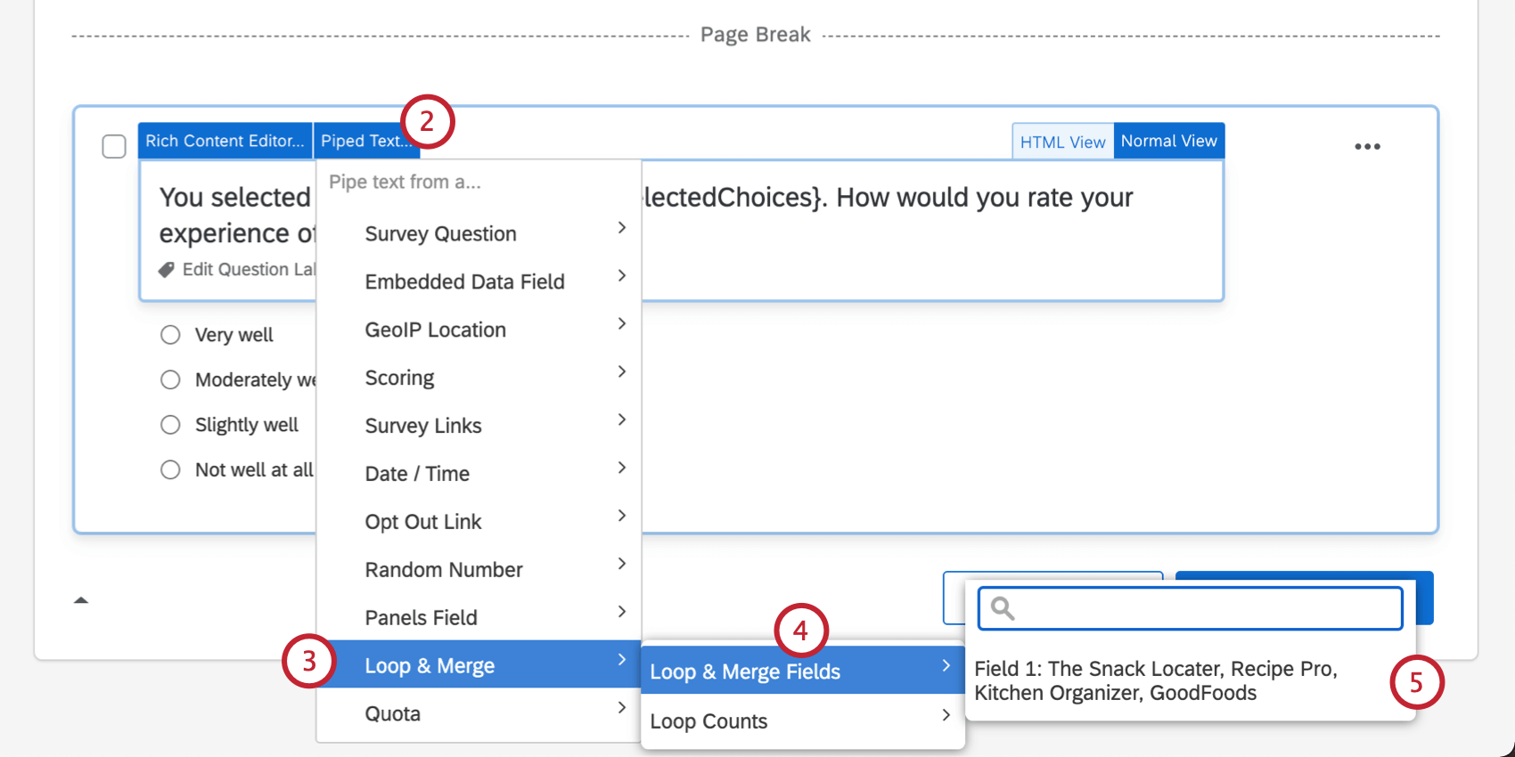 Loop and Merge piped text menu