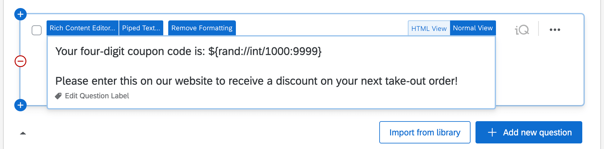 Random number generator piped text
