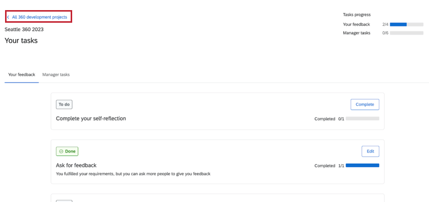 haciendo clic en todos los proyectos