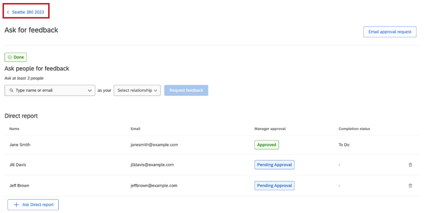 clicking the project name in the top left corner
