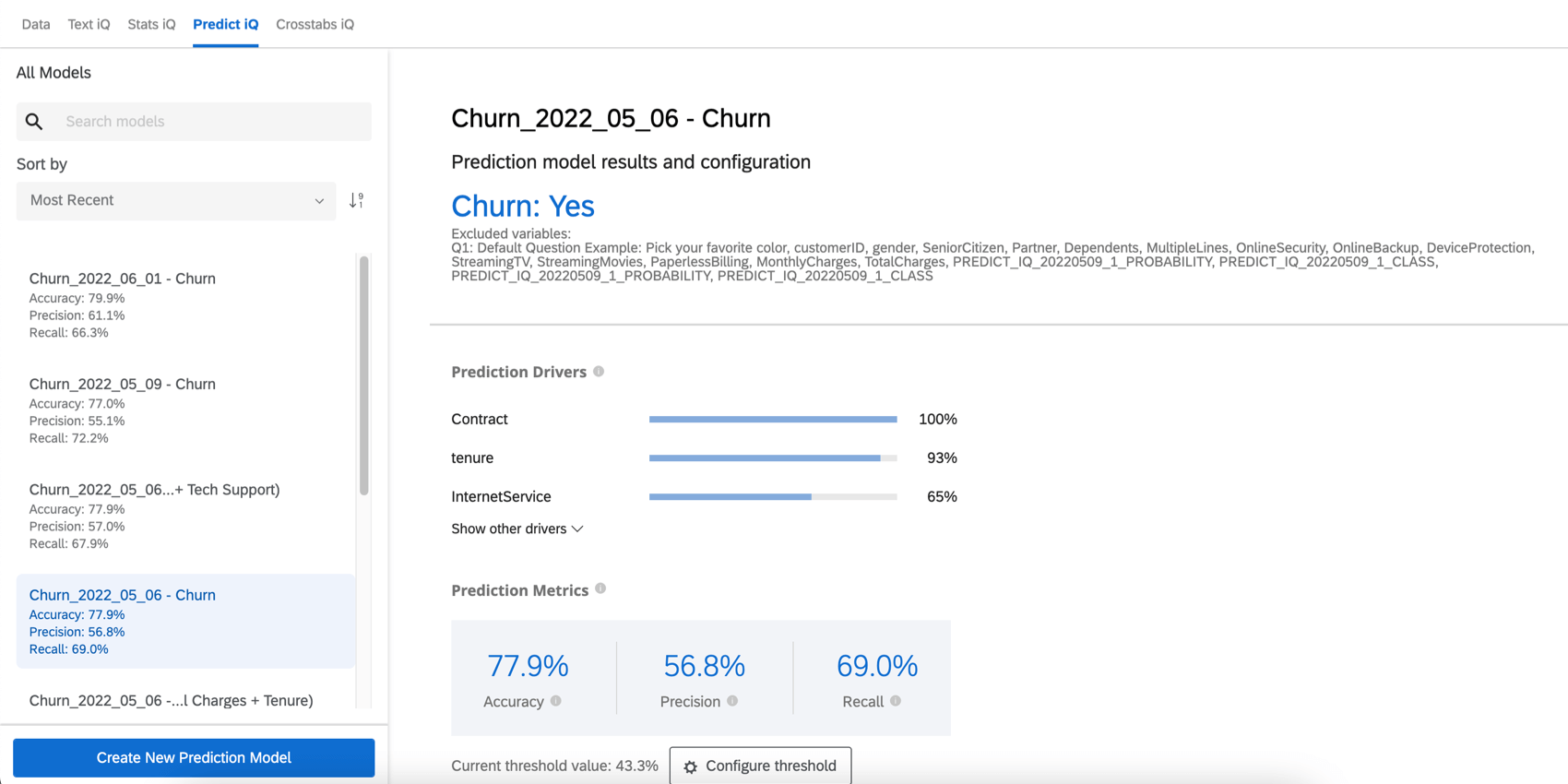 Image of a finished prediction, and what the page looks like now that models have been added