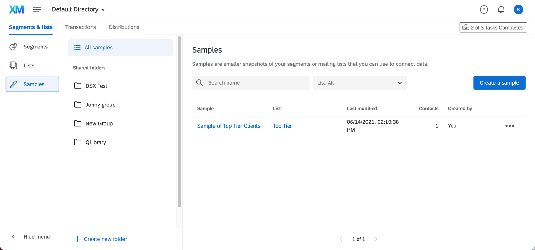 Picture of a sample on the Samples page