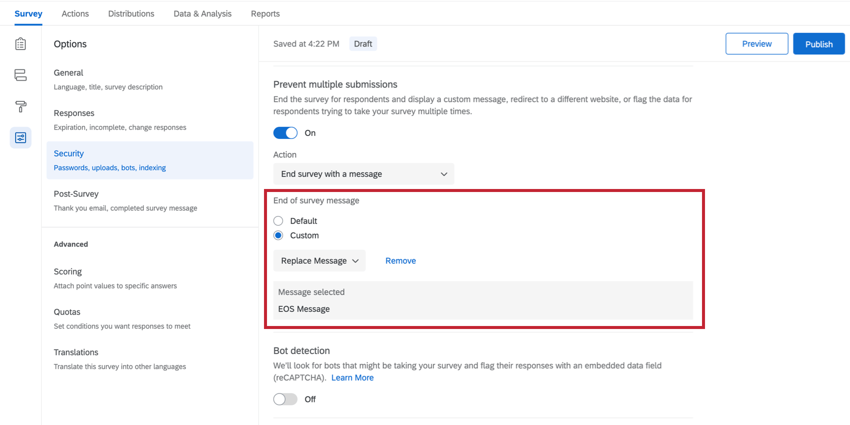 Configurar un mensaje personalizado