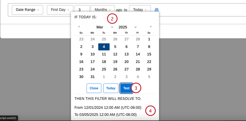 choisir la date et tester le moment de la résolution