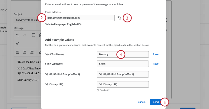 customizing a test message