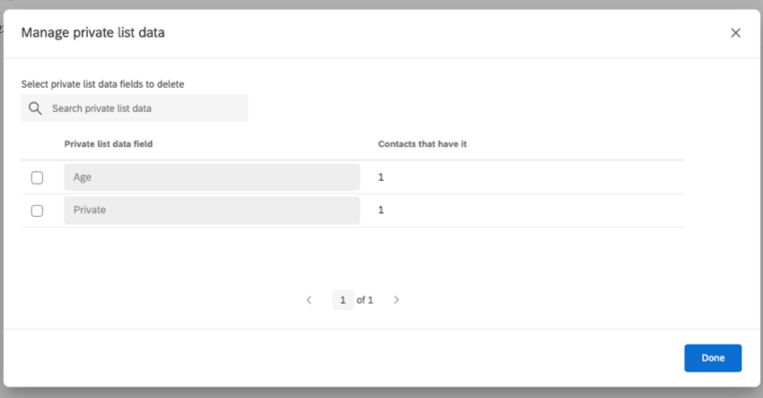 Anzeigen privater Datenfelder in einer Liste