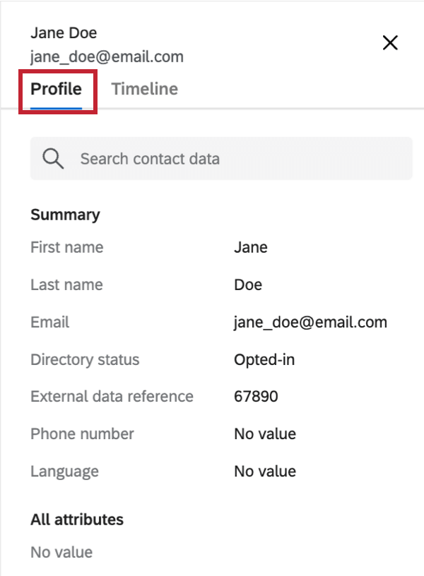 longlet de profil dune transaction