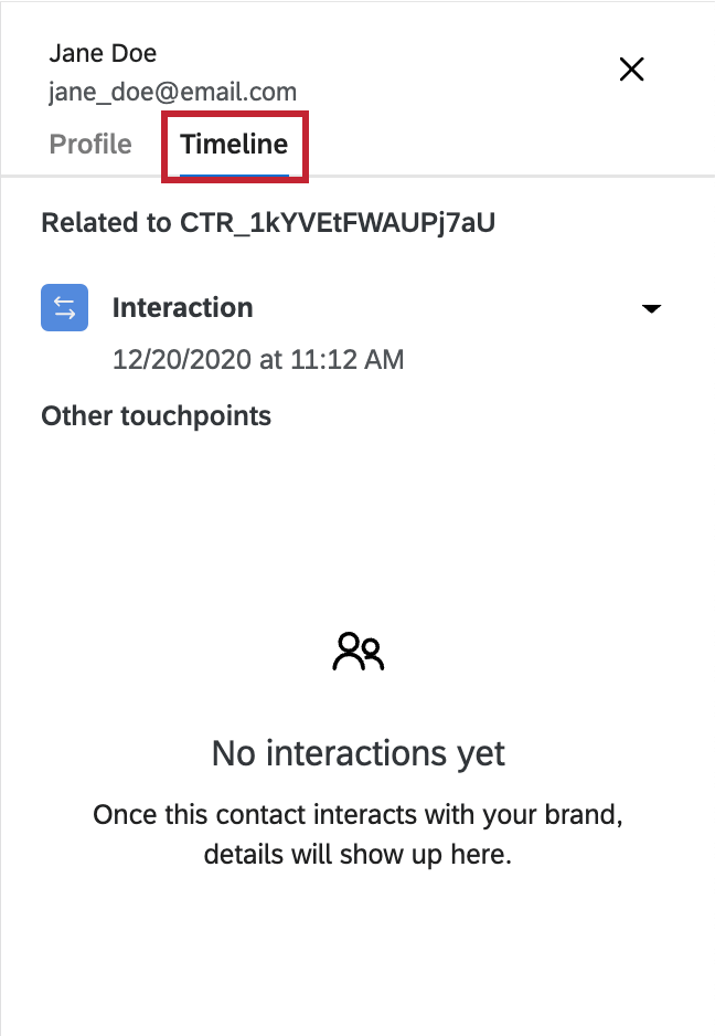 Longlet des points de contact pour une transaction