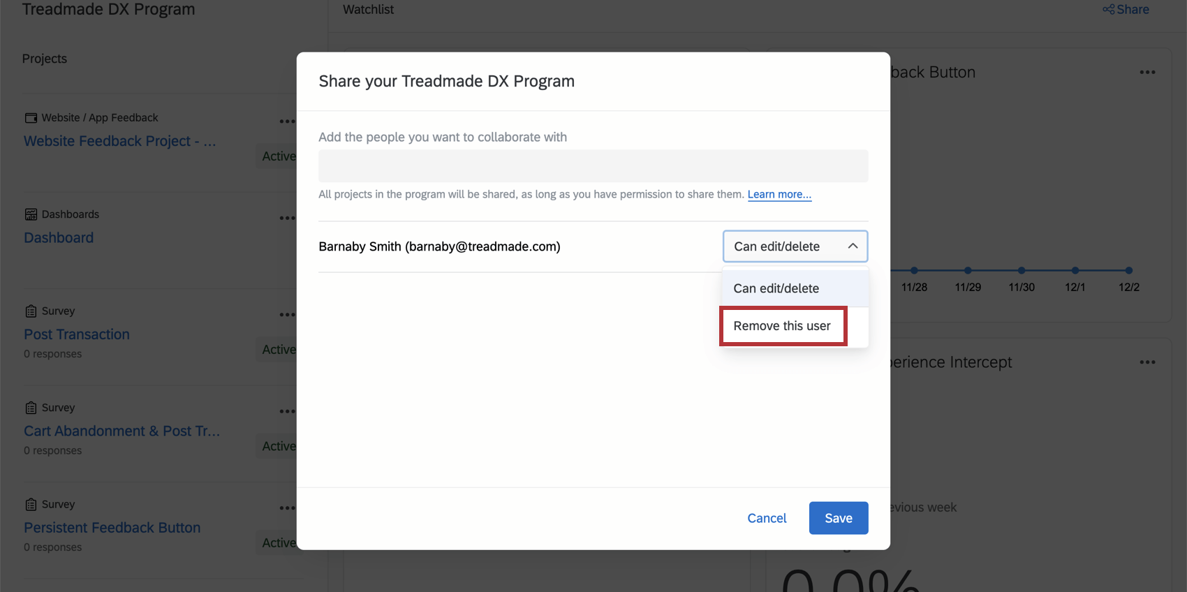 Removing someone from the program