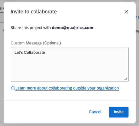 Collaborate pop up window